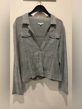 DKR & Company Women’s Linen Blend Light Sage Button-Front Jacket- Size M